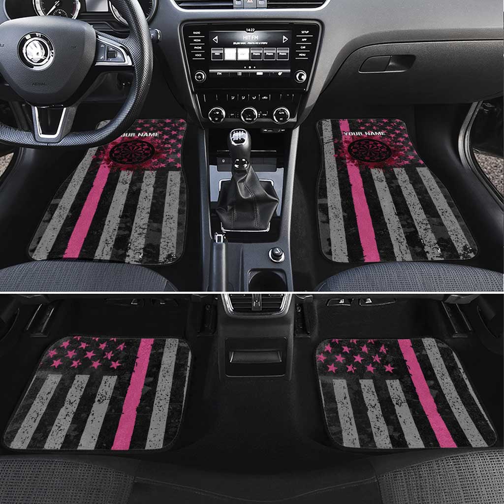 Personalized Pink Ribbon and American Flag Darts Car Mats - Wonder Print Shop