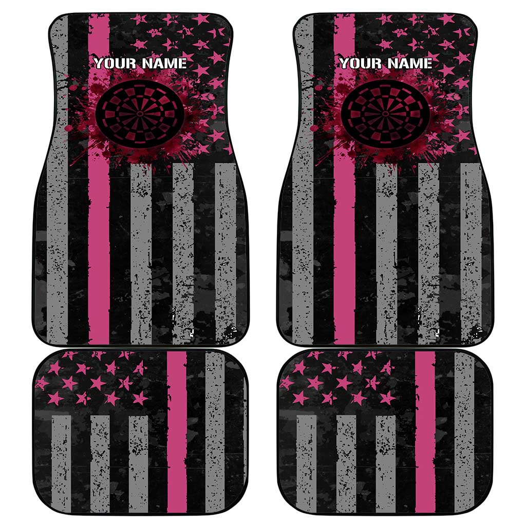Personalized Pink Ribbon and American Flag Darts Car Mats - Wonder Print Shop