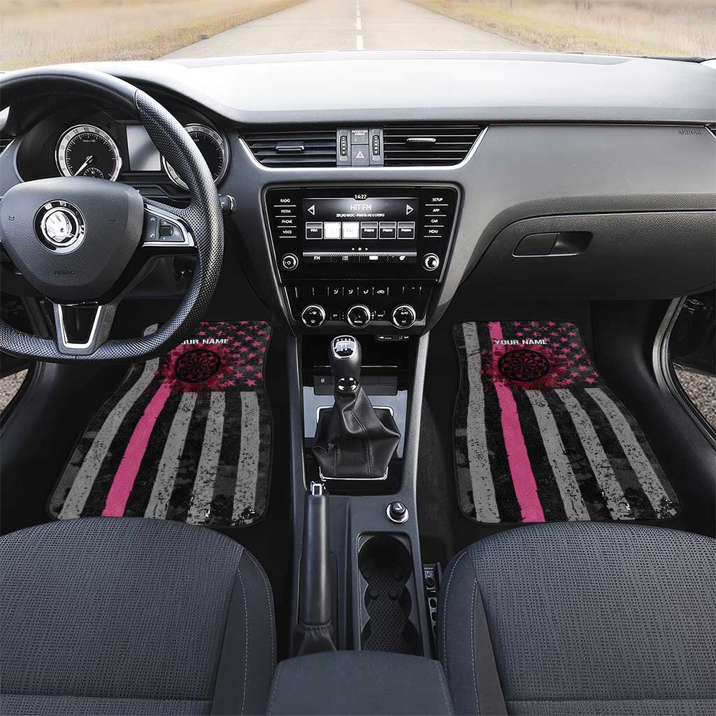 Personalized Pink Ribbon and American Flag Darts Car Mats - Wonder Print Shop