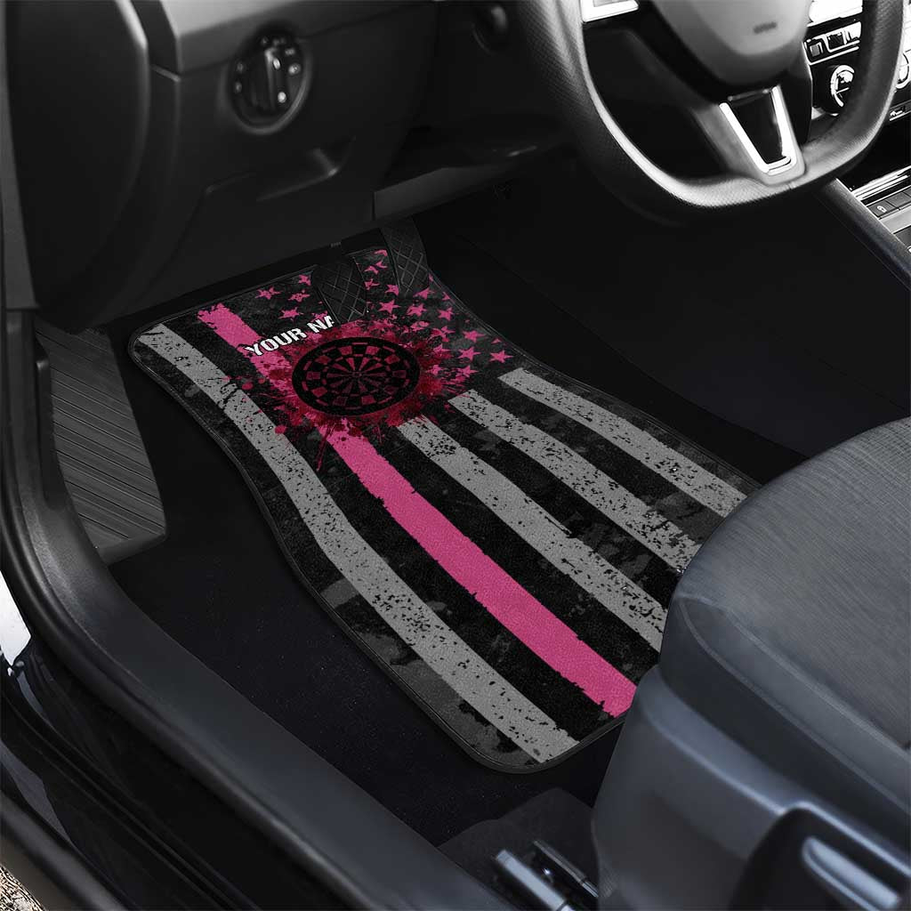 Personalized Pink Ribbon and American Flag Darts Car Mats - Wonder Print Shop