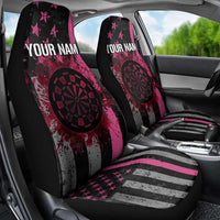 Personalized Pink Ribbon and American Flag Darts Car Seat Cover - Wonder Print Shop