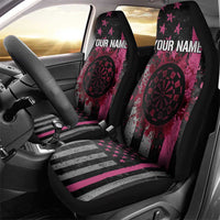 Personalized Pink Ribbon and American Flag Darts Car Seat Cover - Wonder Print Shop