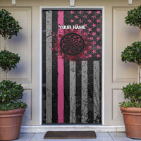 Personalized Pink Ribbon and American Flag Darts Door Cover - Wonder Print Shop