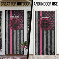 Personalized Pink Ribbon and American Flag Darts Door Cover - Wonder Print Shop