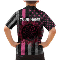 Personalized Pink Ribbon and American Flag Darts Family Matching Mermaid Dress and Hawaiian Shirt - Wonder Print Shop