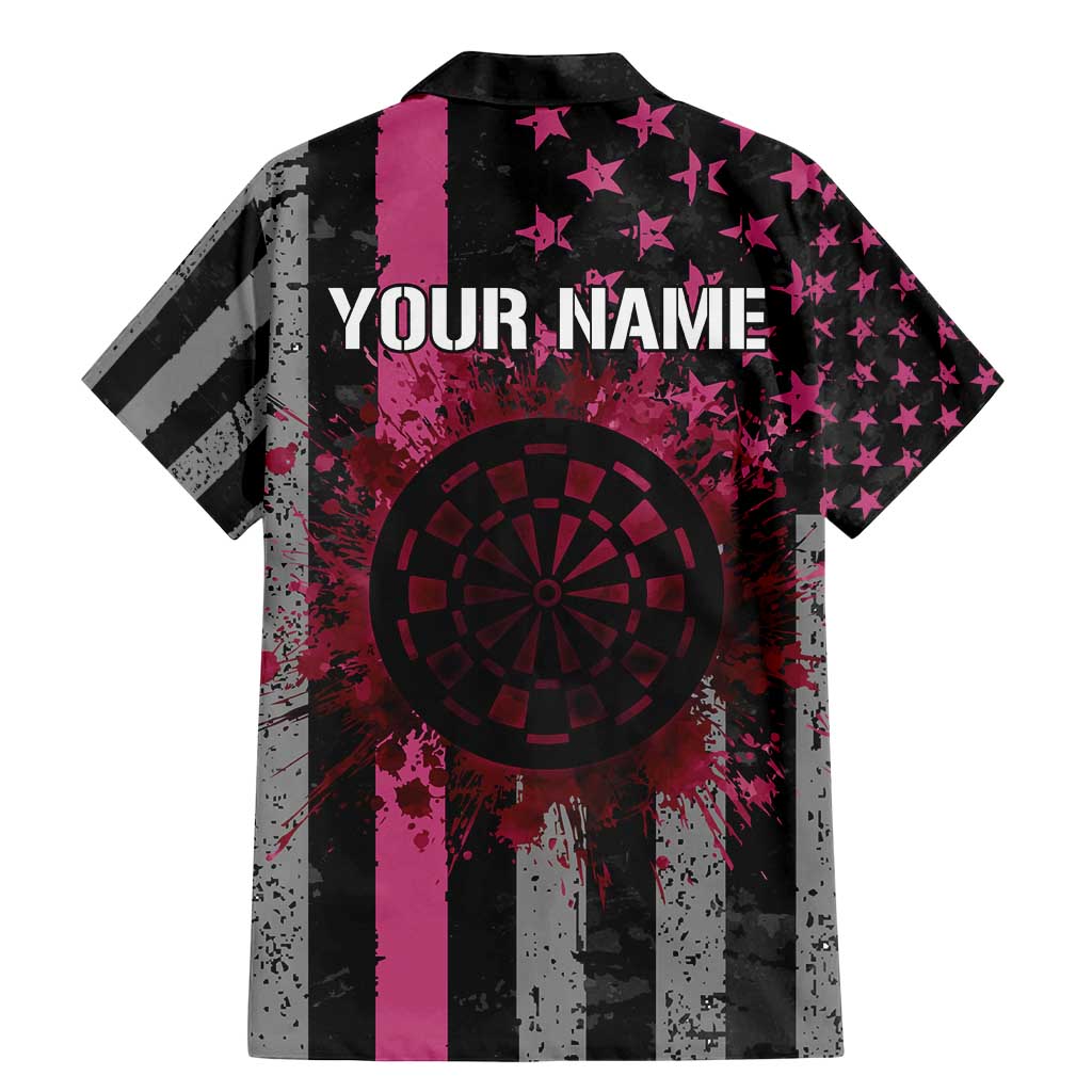 Personalized Pink Ribbon and American Flag Darts Family Matching Mermaid Dress and Hawaiian Shirt - Wonder Print Shop