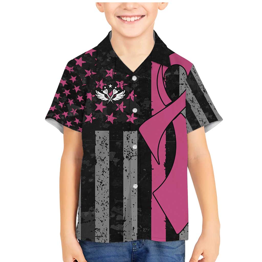 Personalized Pink Ribbon and American Flag Darts Family Matching Mermaid Dress and Hawaiian Shirt - Wonder Print Shop