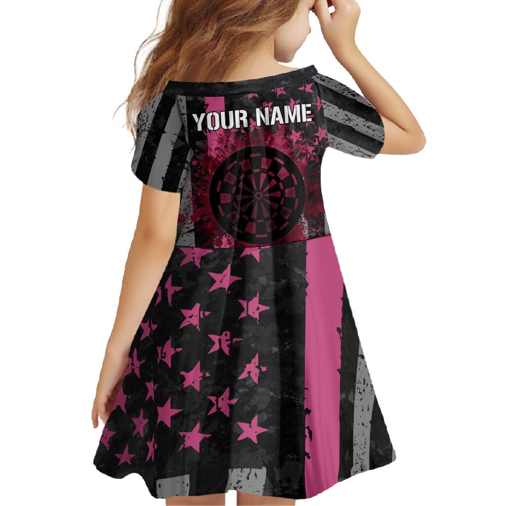 Personalized Pink Ribbon and American Flag Darts Family Matching Off Shoulder Maxi Dress and Hawaiian Shirt - Wonder Print Shop