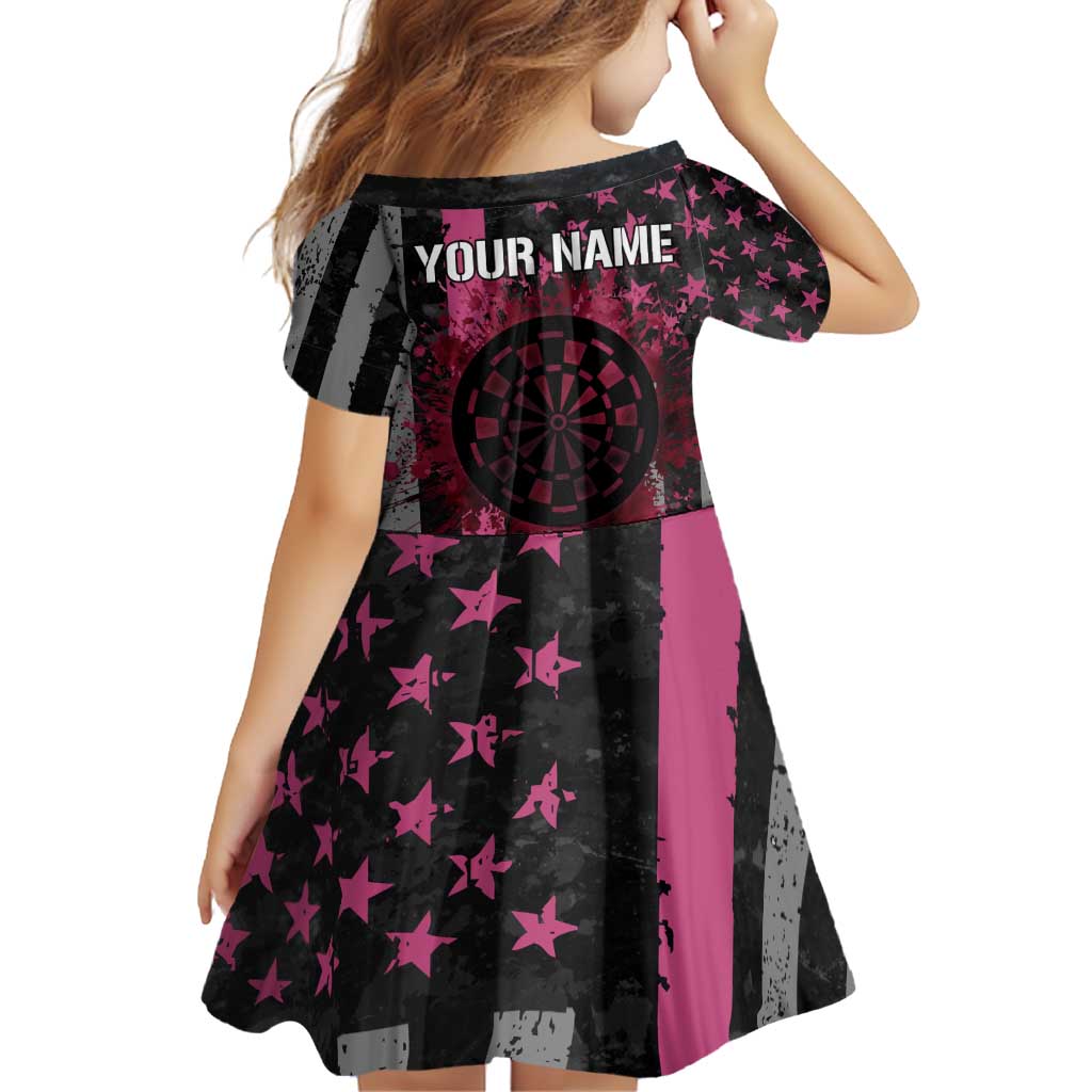 Personalized Pink Ribbon and American Flag Darts Family Matching Puletasi and Hawaiian Shirt - Wonder Print Shop