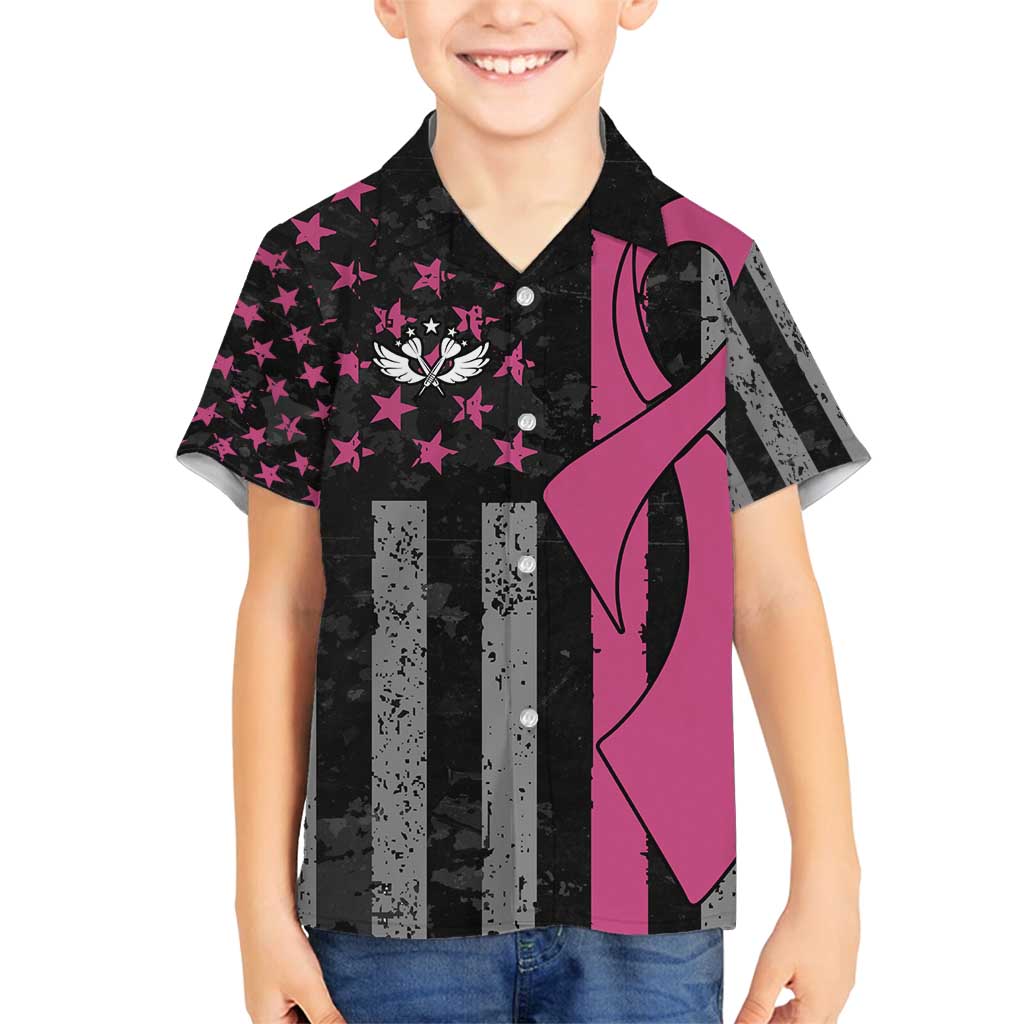 Personalized Pink Ribbon and American Flag Darts Family Matching Puletasi and Hawaiian Shirt - Wonder Print Shop
