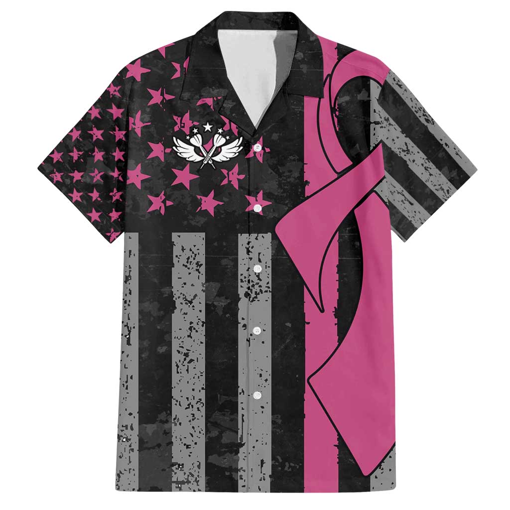Personalized Pink Ribbon and American Flag Darts Family Matching Tank Maxi Dress and Hawaiian Shirt - Wonder Print Shop