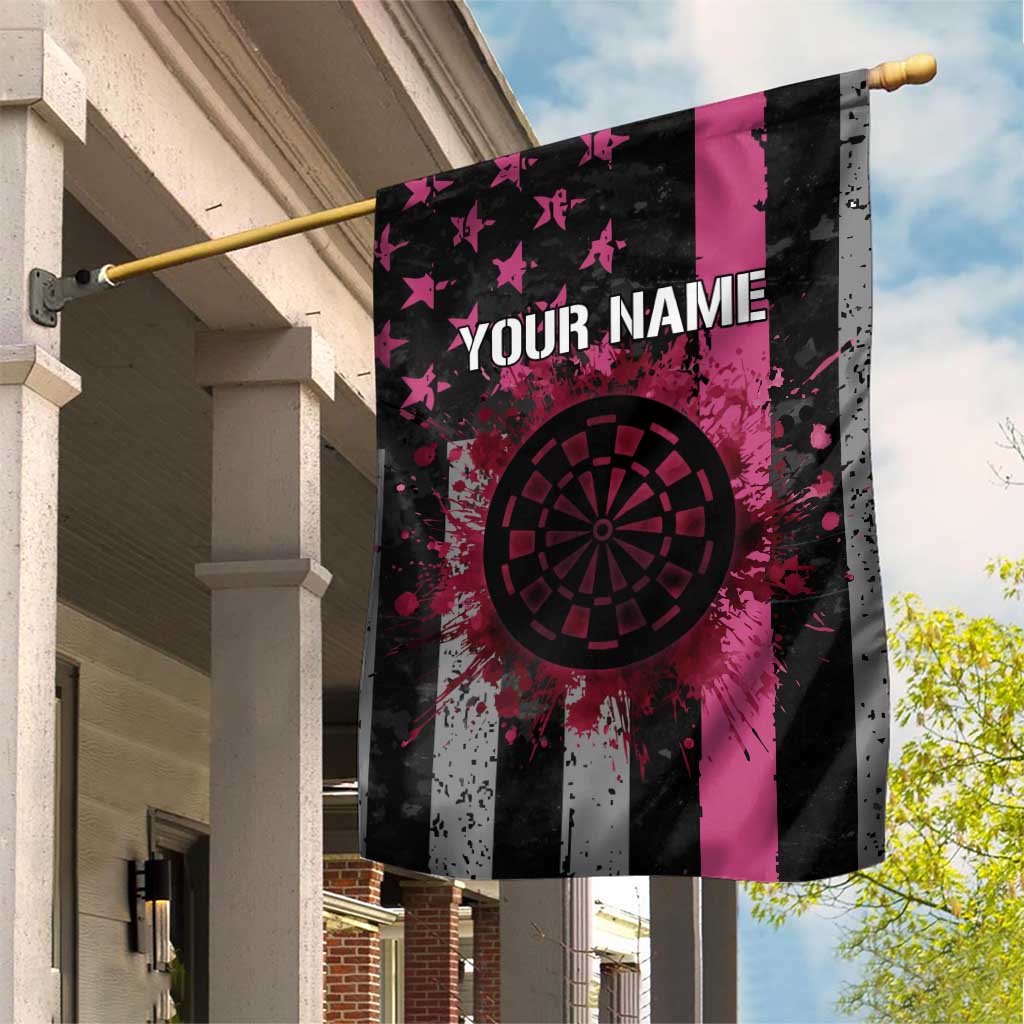 Personalized Pink Ribbon and American Flag Darts Garden Flag - Wonder Print Shop