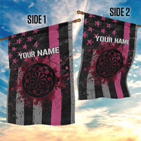 Personalized Pink Ribbon and American Flag Darts Garden Flag - Wonder Print Shop