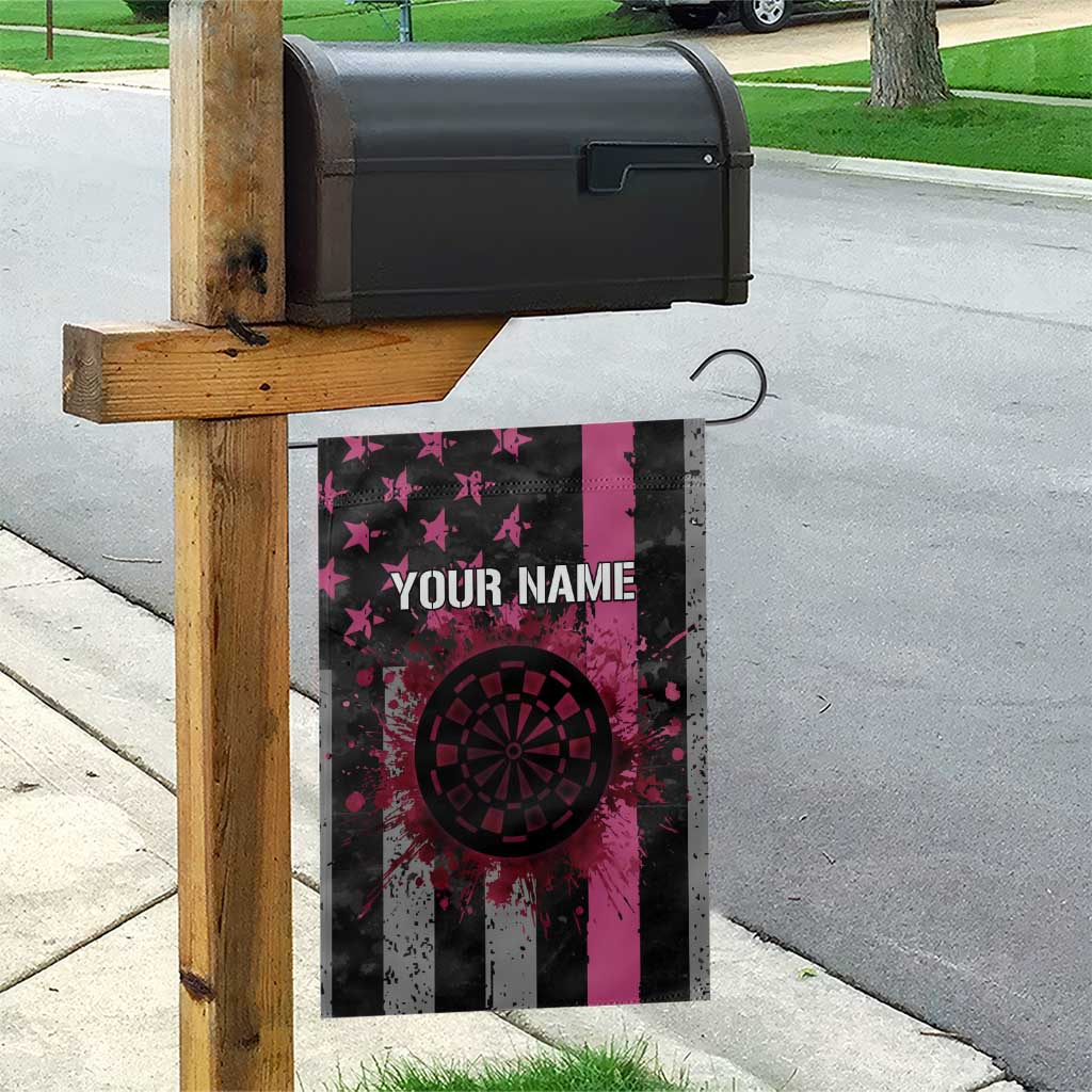 Personalized Pink Ribbon and American Flag Darts Garden Flag - Wonder Print Shop