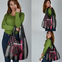 Personalized Pink Ribbon and American Flag Darts Grocery Bag - Wonder Print Shop