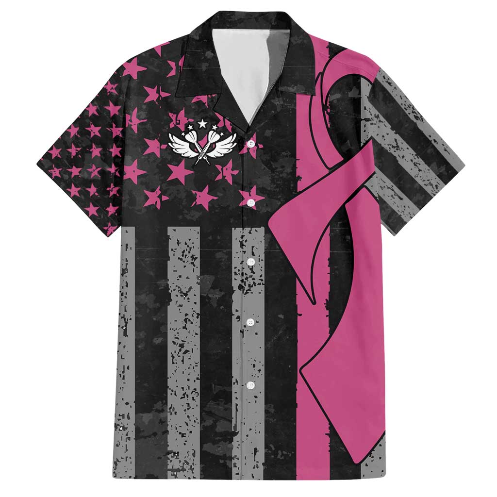 Personalized Pink Ribbon and American Flag Darts Hawaiian Shirt - Wonder Print Shop