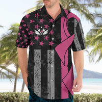 Personalized Pink Ribbon and American Flag Darts Hawaiian Shirt - Wonder Print Shop