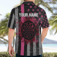 Personalized Pink Ribbon and American Flag Darts Hawaiian Shirt - Wonder Print Shop