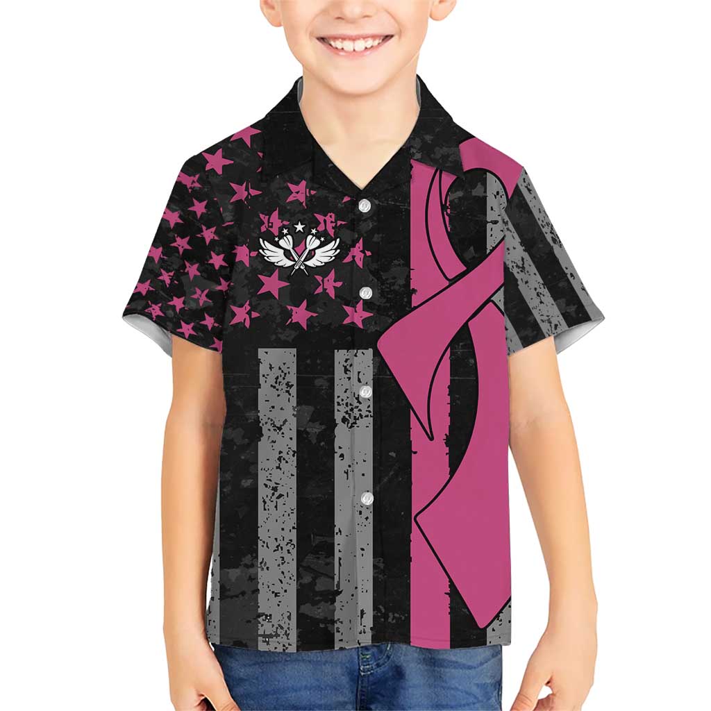 Personalized Pink Ribbon and American Flag Darts Hawaiian Shirt - Wonder Print Shop