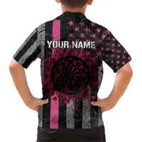 Personalized Pink Ribbon and American Flag Darts Hawaiian Shirt - Wonder Print Shop