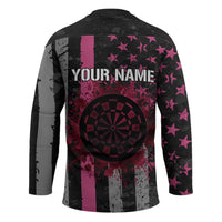 Personalized Pink Ribbon and American Flag Darts Hockey Jersey - Wonder Print Shop
