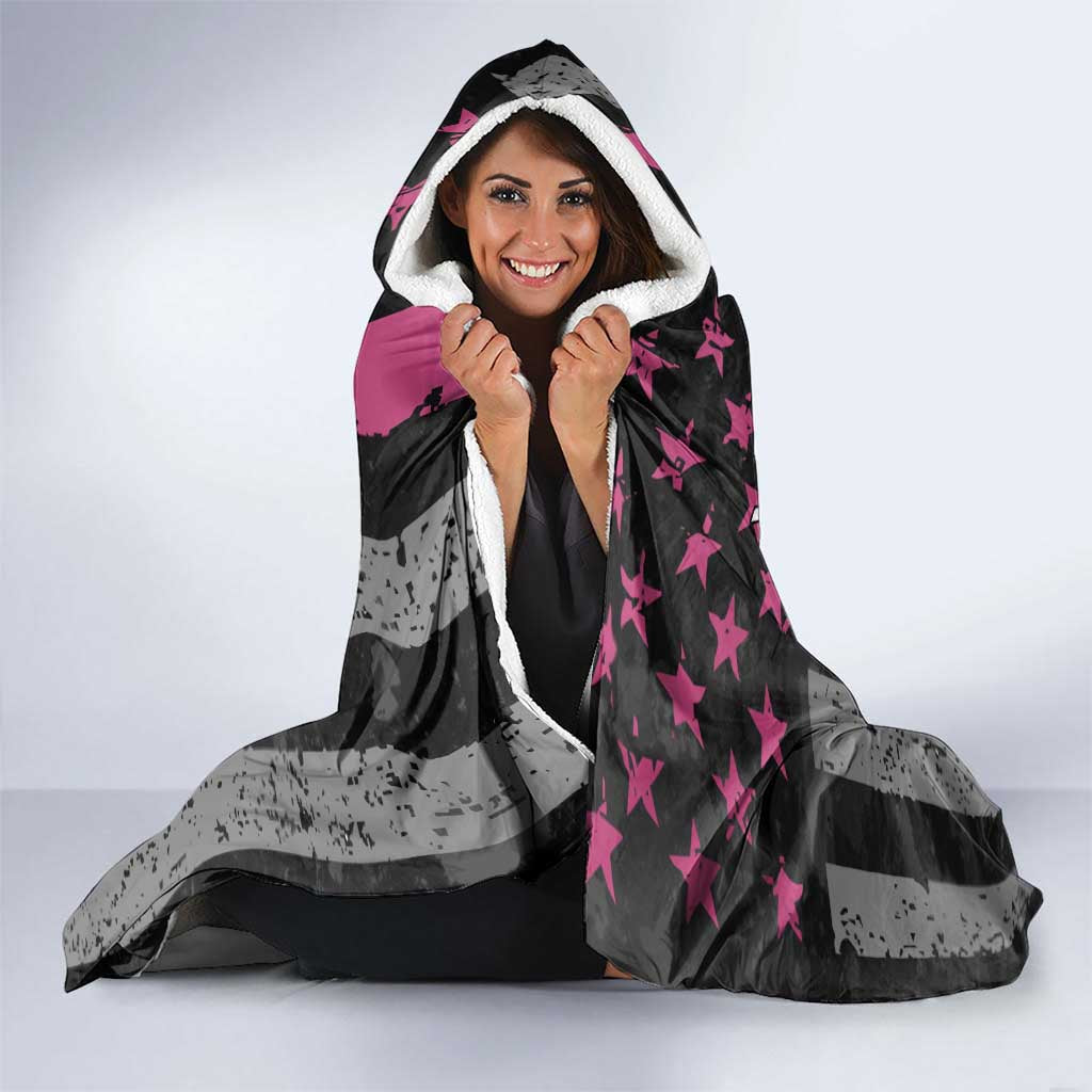 Personalized Pink Ribbon and American Flag Darts Hooded Blanket - Wonder Print Shop
