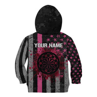 Personalized Pink Ribbon and American Flag Darts Kid Hoodie - Wonder Print Shop