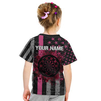 Personalized Pink Ribbon and American Flag Darts Kid T Shirt - Wonder Print Shop
