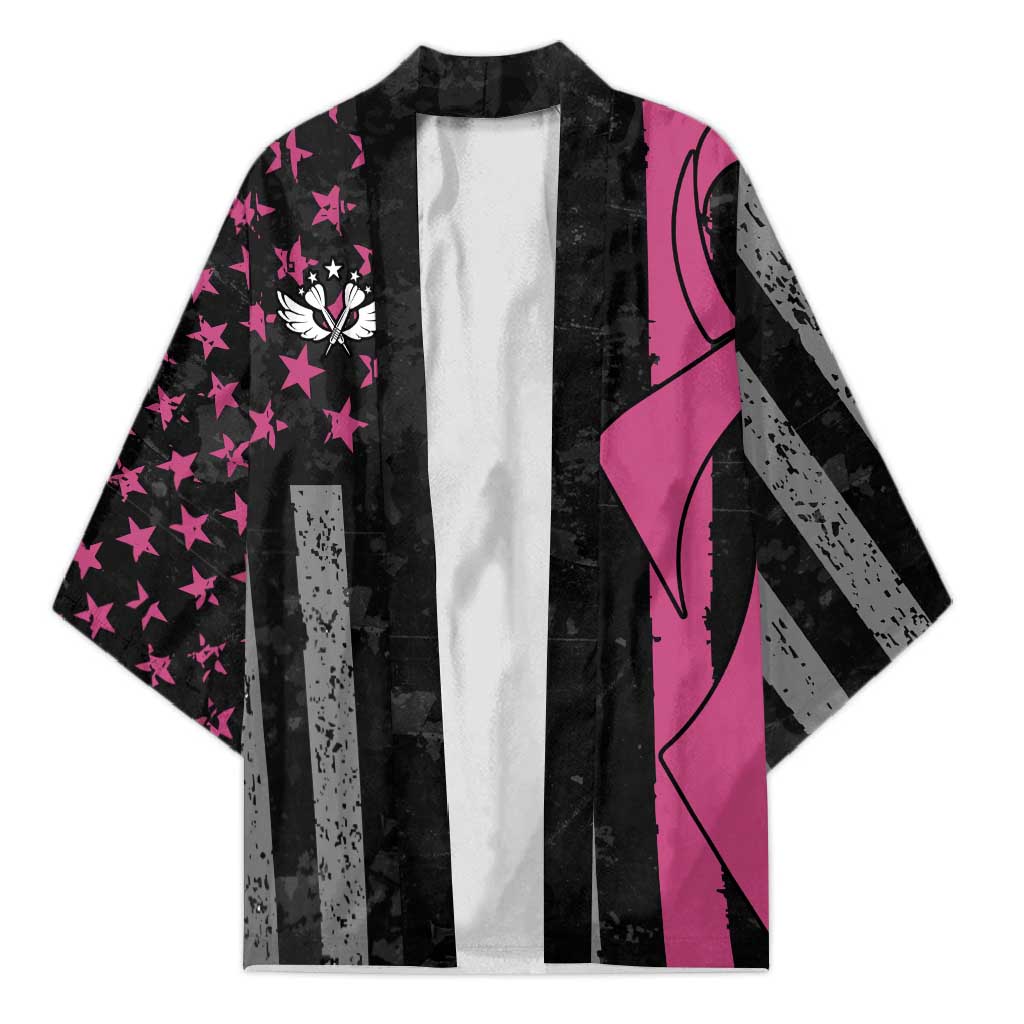 Personalized Pink Ribbon and American Flag Darts Kimono - Wonder Print Shop