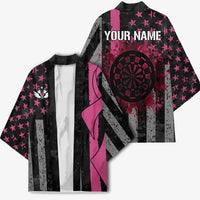 Personalized Pink Ribbon and American Flag Darts Kimono - Wonder Print Shop