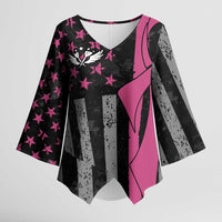 Personalized Pink Ribbon and American Flag Darts Kimono Sleeve Blouse - Wonder Print Shop