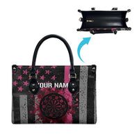 Personalized Pink Ribbon and American Flag Darts Leather Bag - Wonder Print Shop