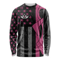 Personalized Pink Ribbon and American Flag Darts Long Sleeve Shirt - Wonder Print Shop