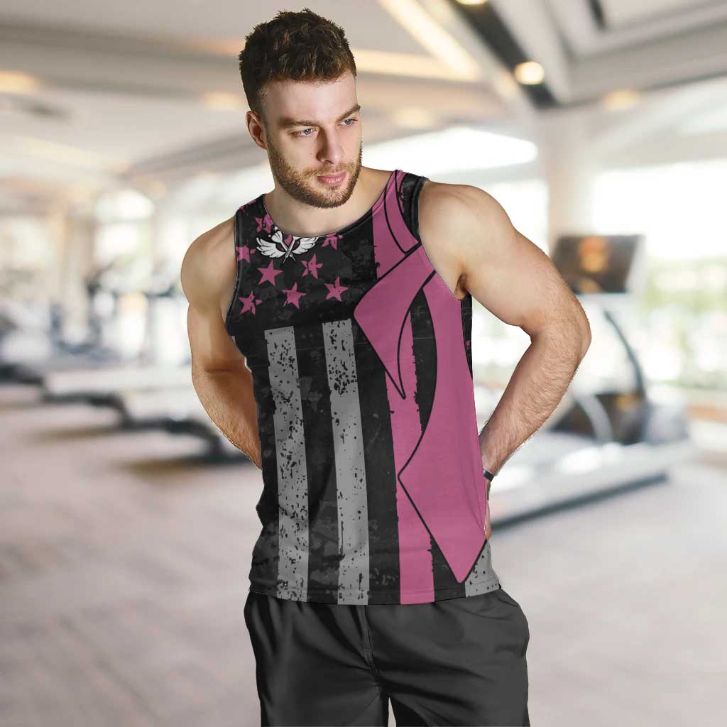 Personalized Pink Ribbon and American Flag Darts Men Tank Top - Wonder Print Shop