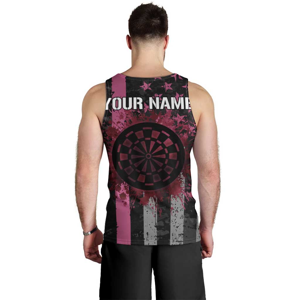 Personalized Pink Ribbon and American Flag Darts Men Tank Top - Wonder Print Shop