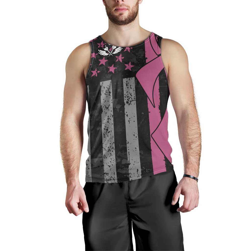 Personalized Pink Ribbon and American Flag Darts Men Tank Top - Wonder Print Shop
