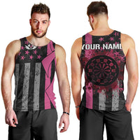 Personalized Pink Ribbon and American Flag Darts Men Tank Top - Wonder Print Shop