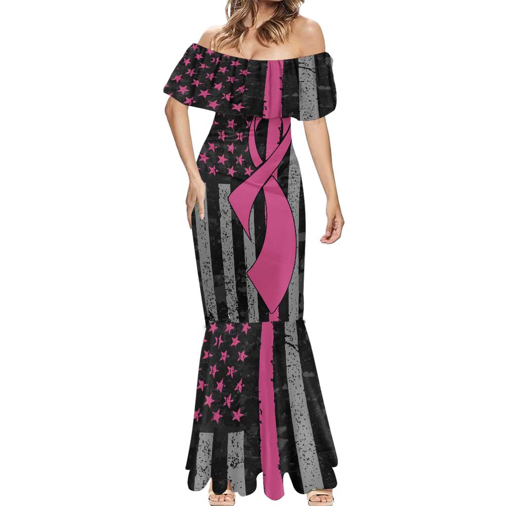 Personalized Pink Ribbon and American Flag Darts Mermaid Dress - Wonder Print Shop