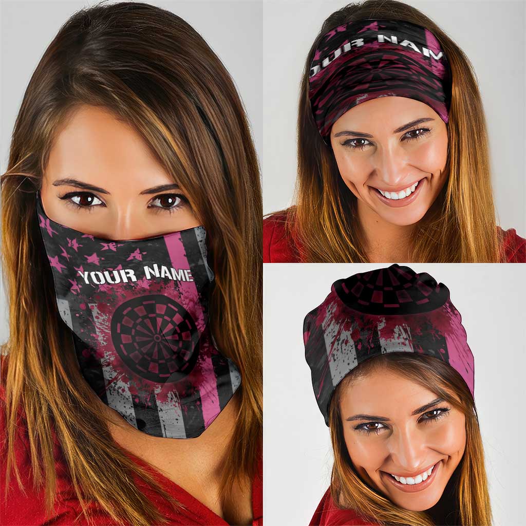 Pink Ribbon and American Flag Darts Neck Gaiter TS04