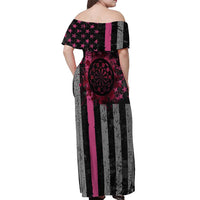 Personalized Pink Ribbon and American Flag Darts Off Shoulder Maxi Dress - Wonder Print Shop