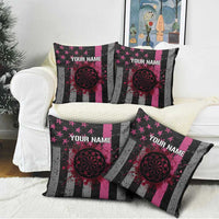 Personalized Pink Ribbon and American Flag Darts Pillow Cover - Wonder Print Shop