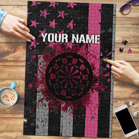 Personalized Pink Ribbon and American Flag Darts Puzzle - Wonder Print Shop