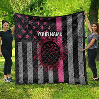 Personalized Pink Ribbon and American Flag Darts Quilt - Wonder Print Shop