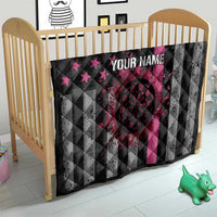 Personalized Pink Ribbon and American Flag Darts Quilt - Wonder Print Shop