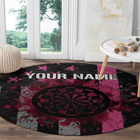 Personalized Pink Ribbon and American Flag Darts Round Carpet - Wonder Print Shop