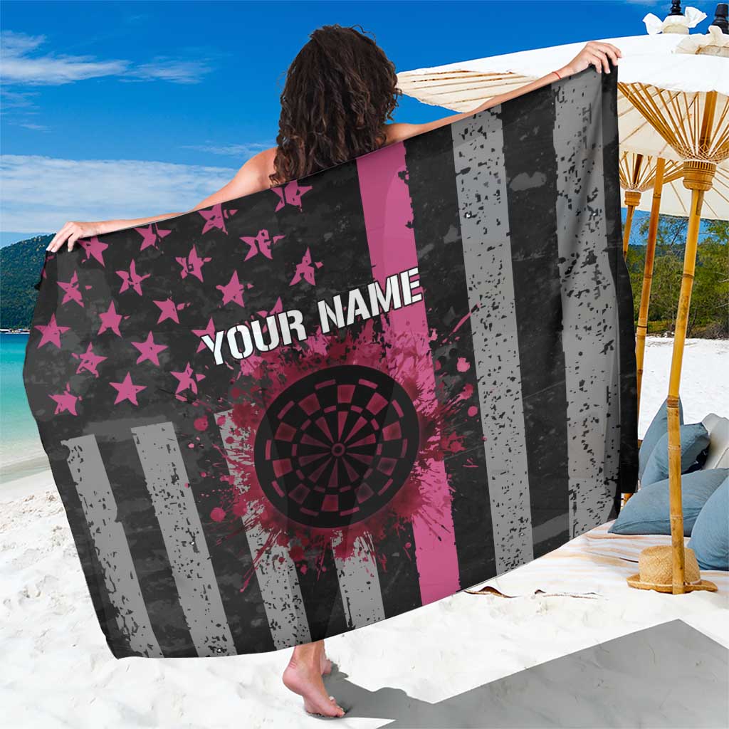 Personalized Pink Ribbon and American Flag Darts Sarong - Wonder Print Shop