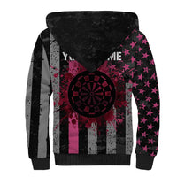 Personalized Pink Ribbon and American Flag Darts Sherpa Hoodie - Wonder Print Shop