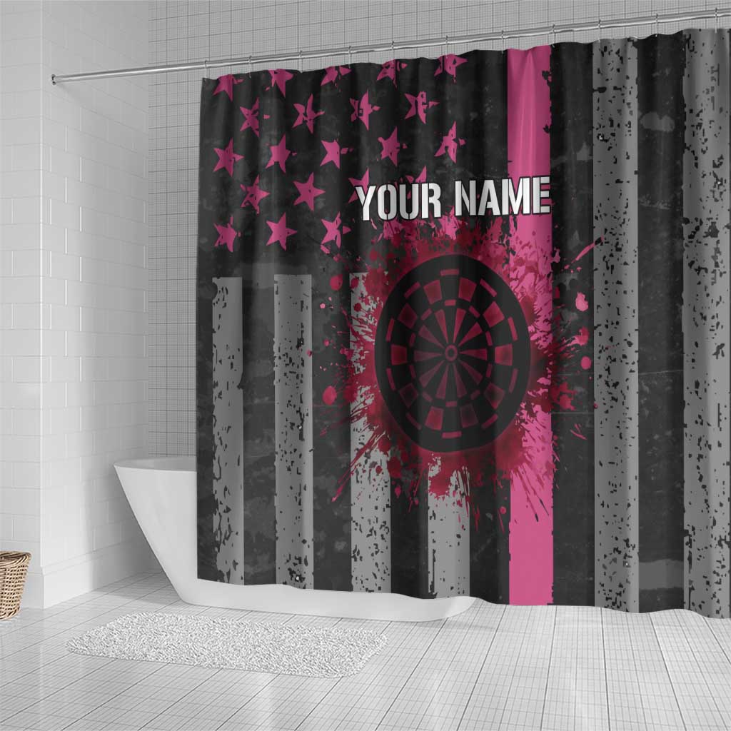 Personalized Pink Ribbon and American Flag Darts Shower Curtain - Wonder Print Shop