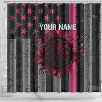 Personalized Pink Ribbon and American Flag Darts Shower Curtain - Wonder Print Shop