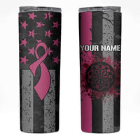 Personalized Pink Ribbon and American Flag Darts Skinny Tumbler - Wonder Print Shop
